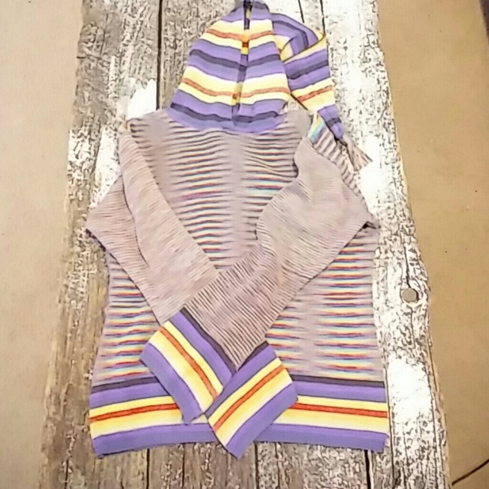 Multi colored sweater with adorable hood